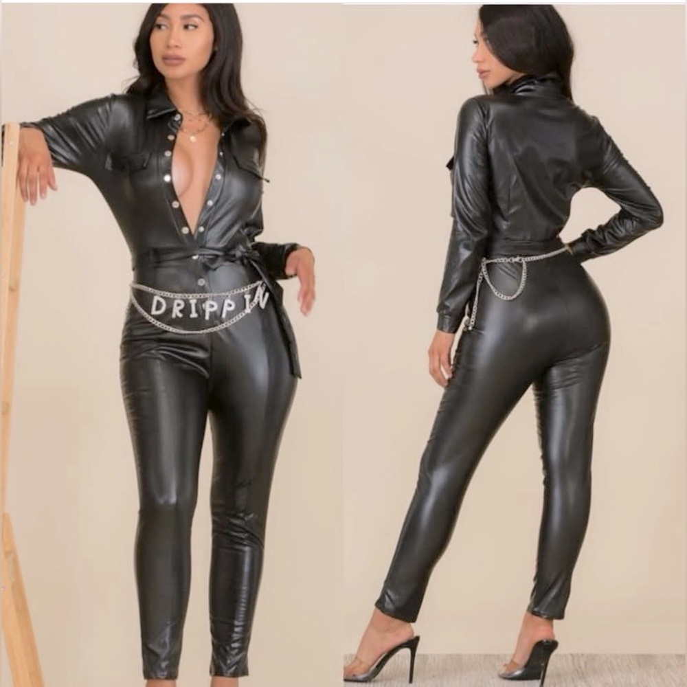 leather jumpsuit (faux leather)